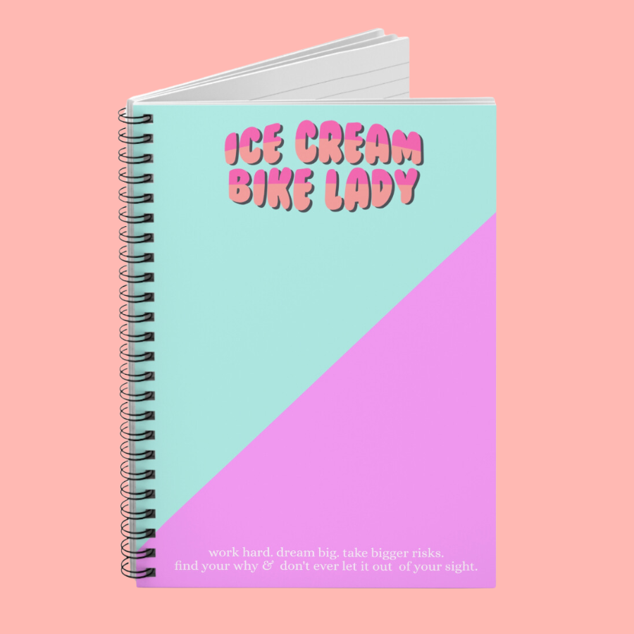 Ice Cream Bike Lady Spiral Notebook