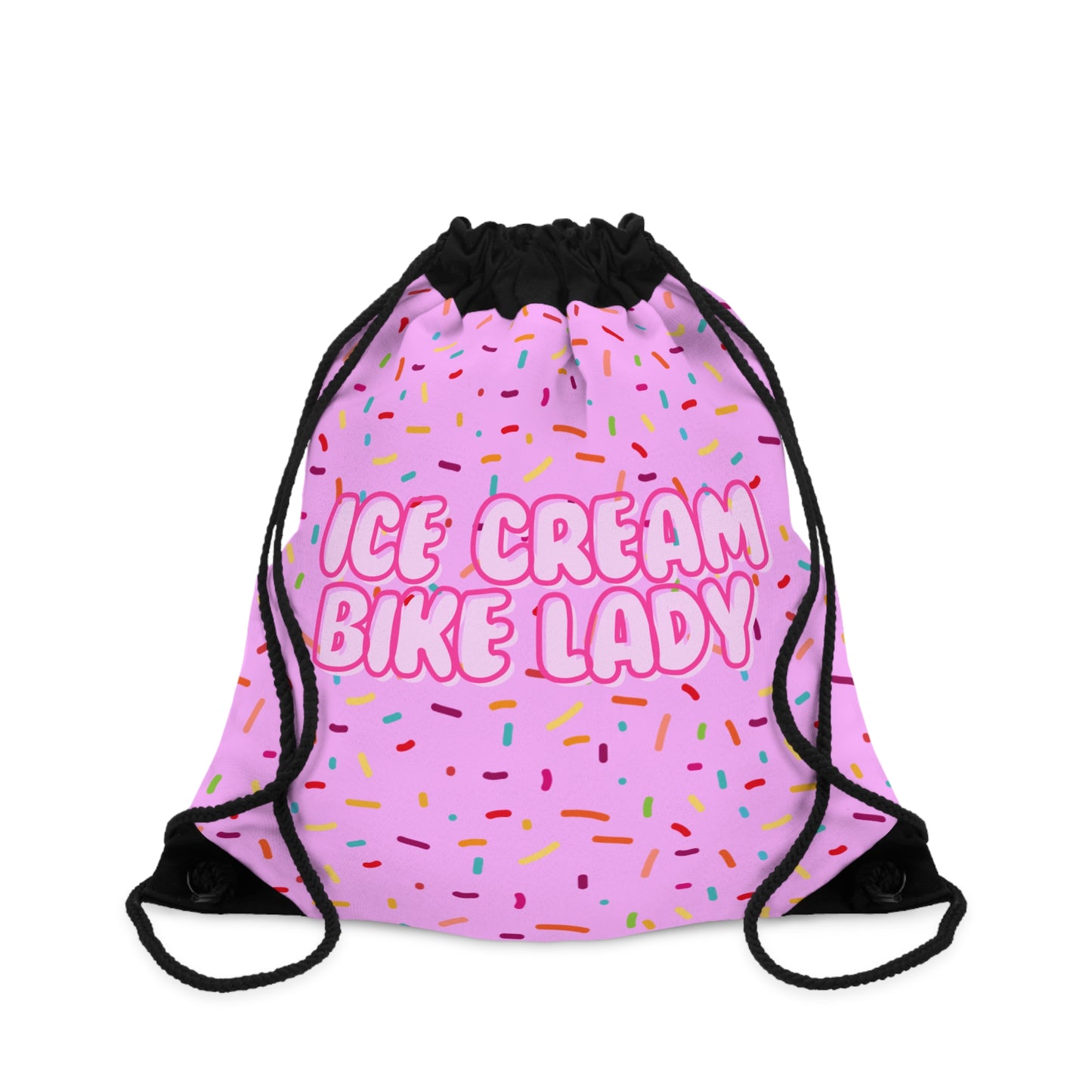Ice Cream Bike Lady Drawstring Bag