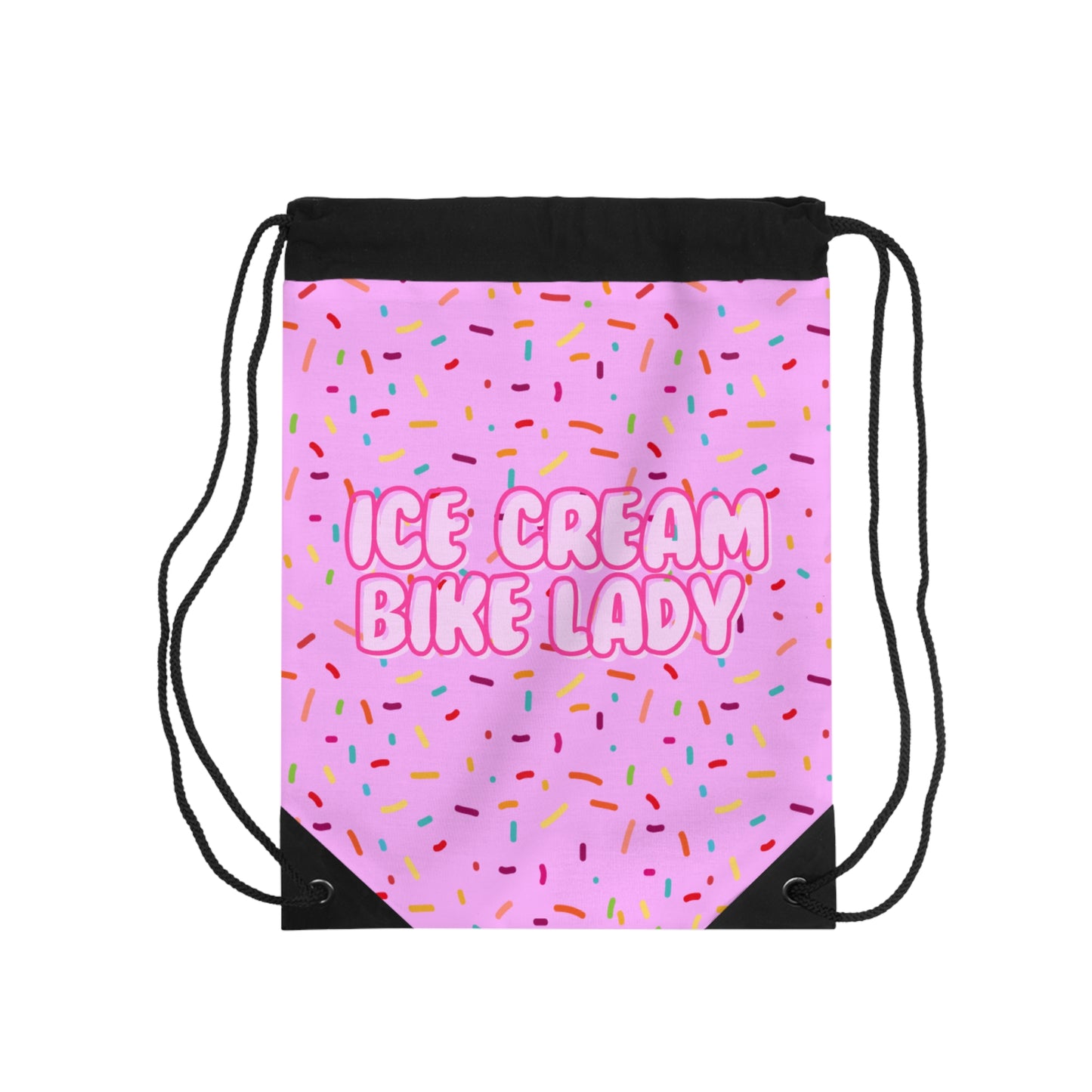 Ice Cream Bike Lady Drawstring Bag
