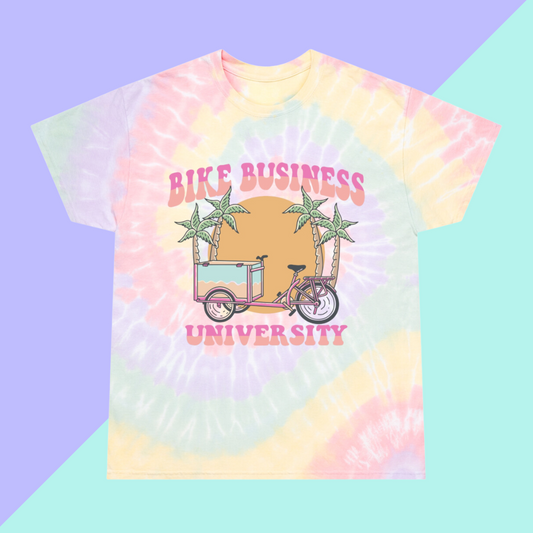 Bike Business University Tie-Dye Tee, Pastel