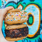 Build Your Birthday Sammies with birthday cake gelato, chocolate gelato and a mix of festive sprinkles!